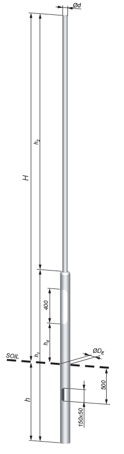 lighting pole in ground